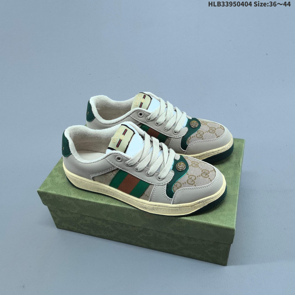 Gucci Screener Distressed Low-Top Sneakers