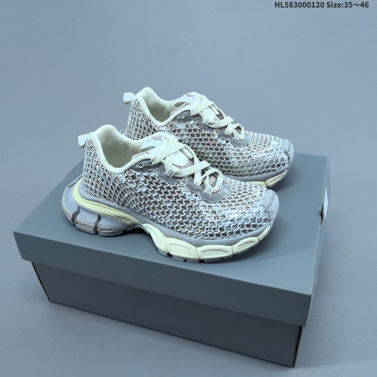 Balenciaga 3XL Fishnet Low-Top Sneakers in Gray