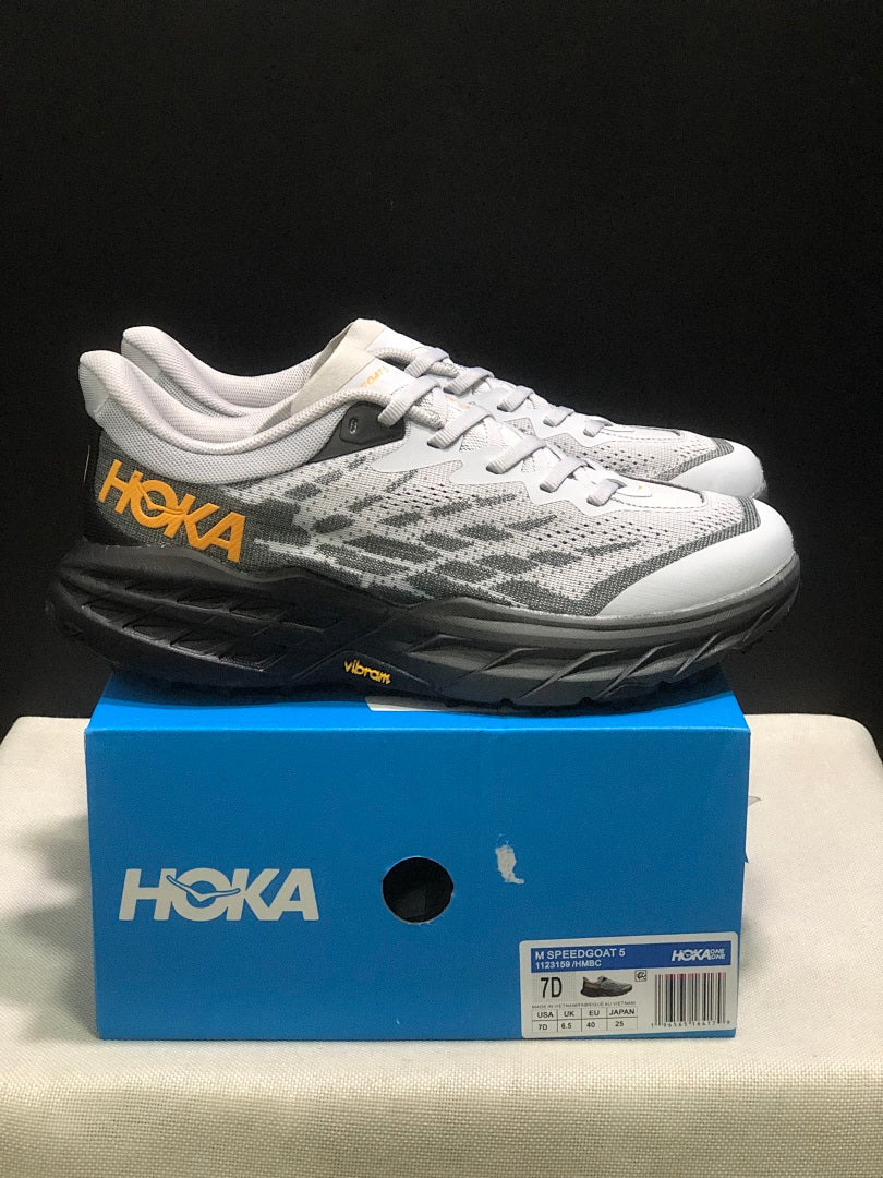 HOKA Speedgoat 5 Trail Running Shoes White Gray