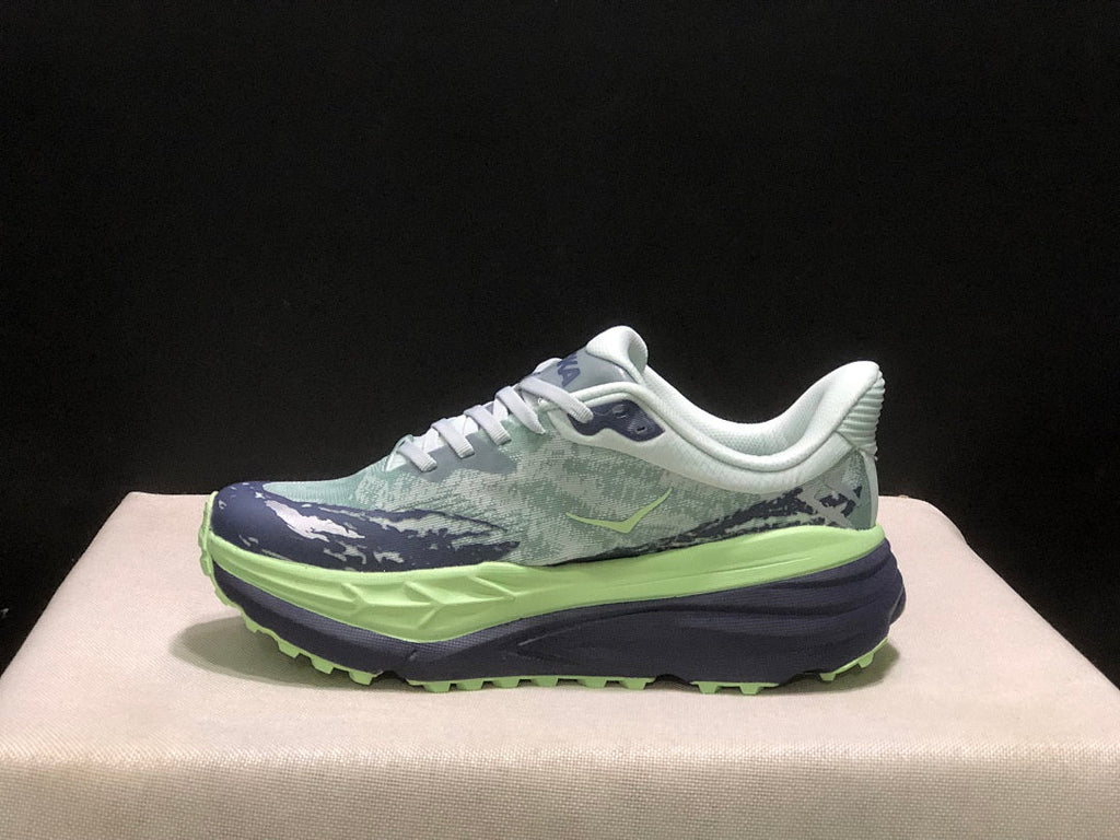 HOKA Stinson 7 Trail Running Shoes, Green and Navy