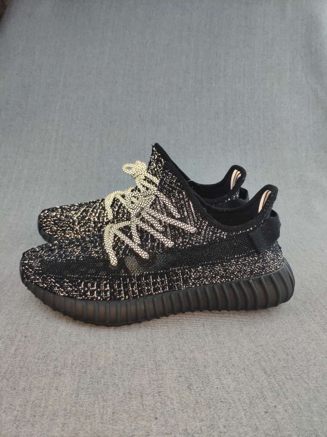 Yeezy 350 V2 Knit Sneakers in Black and Cream