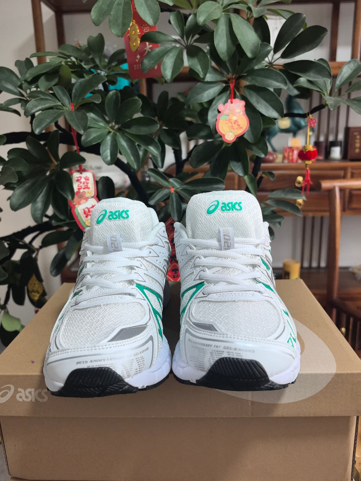 ASICS N12 White and Green Running Shoes