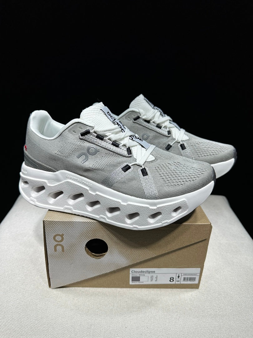 On Cloudeclipse Running Shoes, Gray and White