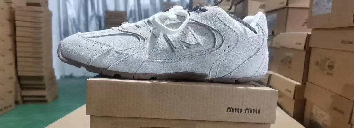 Miu Miu Suede Low-Top Sneakers in Light Gray