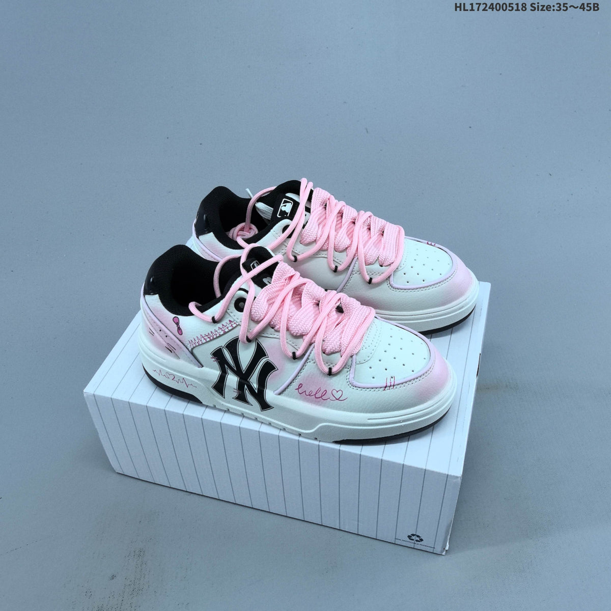 MLB Chunky Liner Low-Top Sneakers, White and Pink