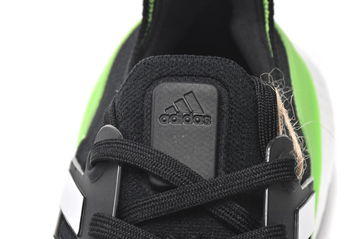 adidas UltraBoost 22 Black Solar Green Running Shoes GX6640