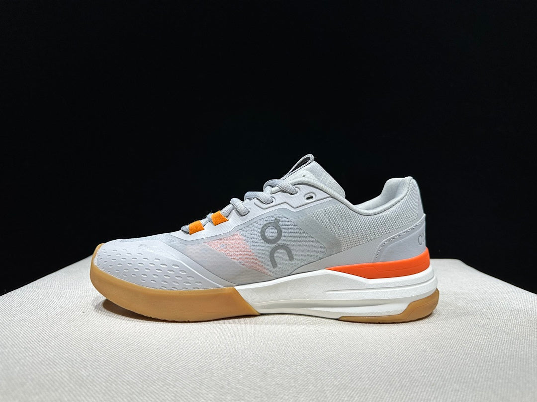 On THE ROGER Advantage Pro Tennis Shoes, Grey and Orange