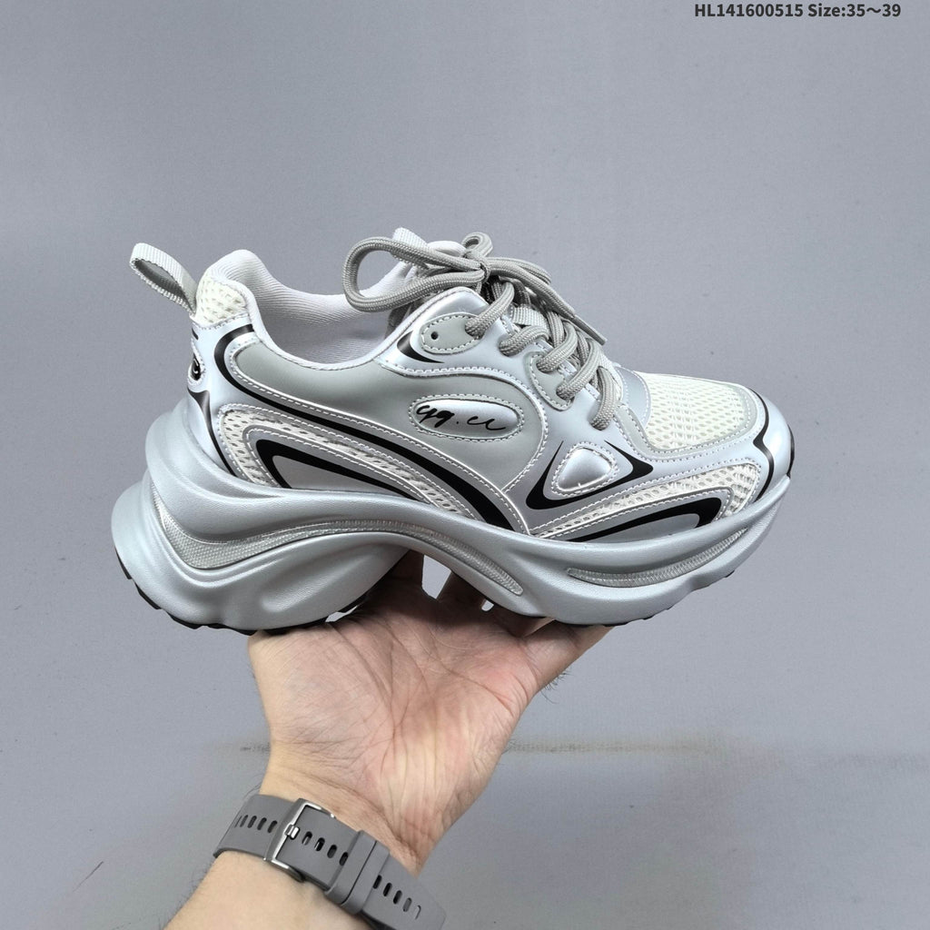 GG-CC G23X4317B Chunky Platform Sneakers, Silver and White