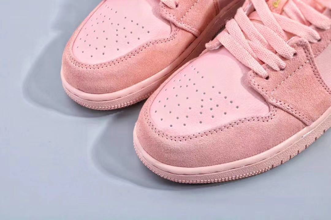 Jordan 1 Low Pink and Gold Women's Sneakers