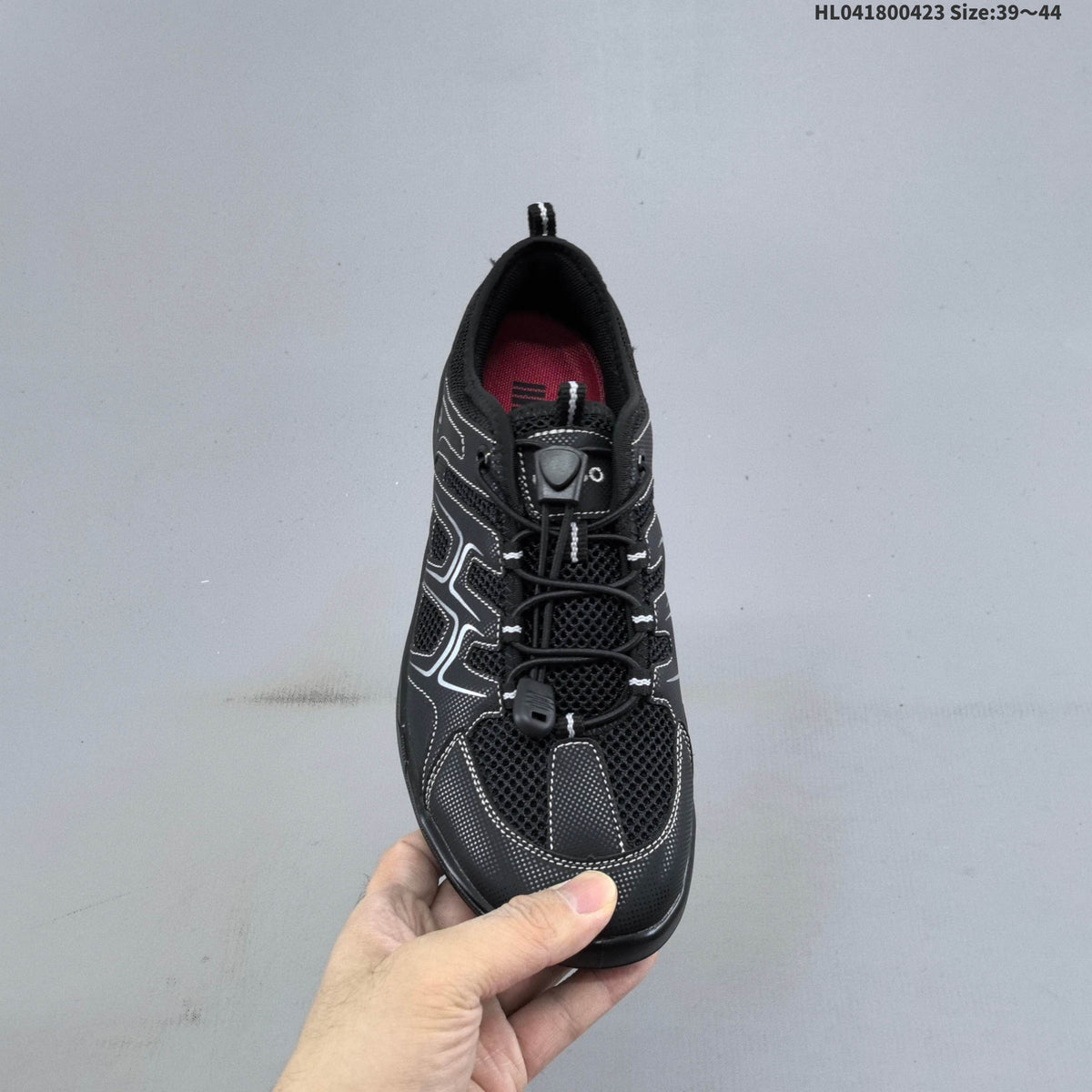 ECCO Black Mesh Lace-Up Casual Sneakers