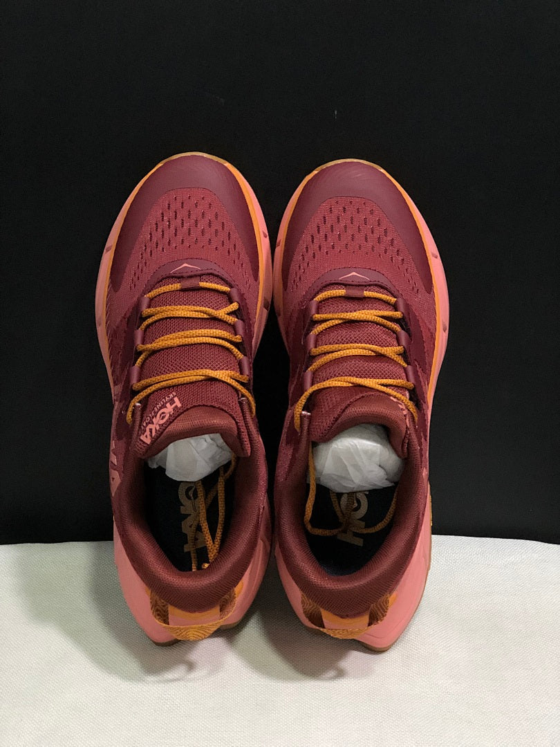 HOKA Skyline Float X Trail Sneakers in Burgundy and Pink