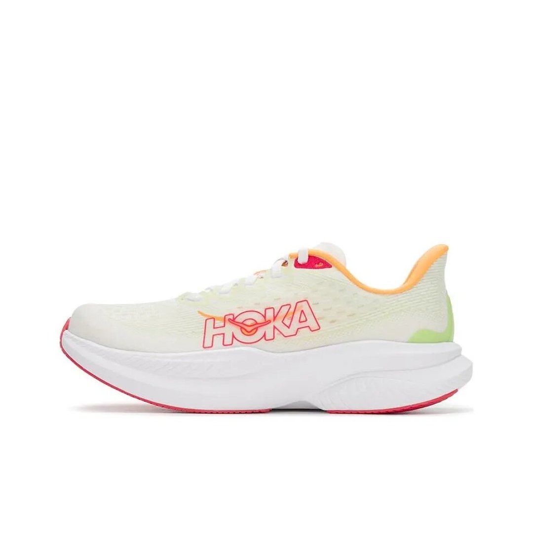 HOKA Road Running Shoes in White and Lime