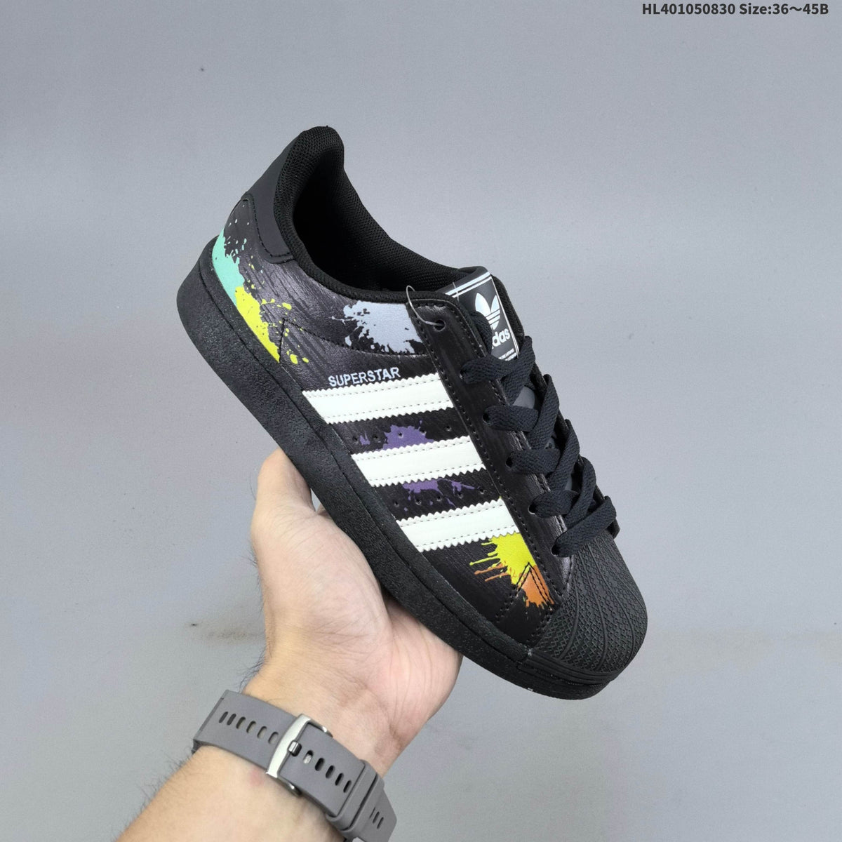 Adidas Originals Superstar Low-Top Sneakers, Black Graphic