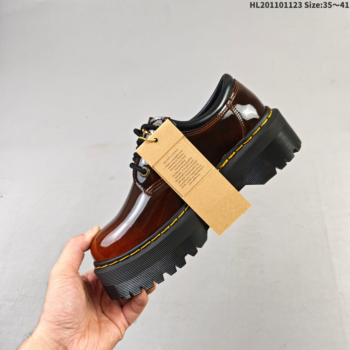 Dr. Martens 1461 Smooth Platform Shoes in Cherry Brown