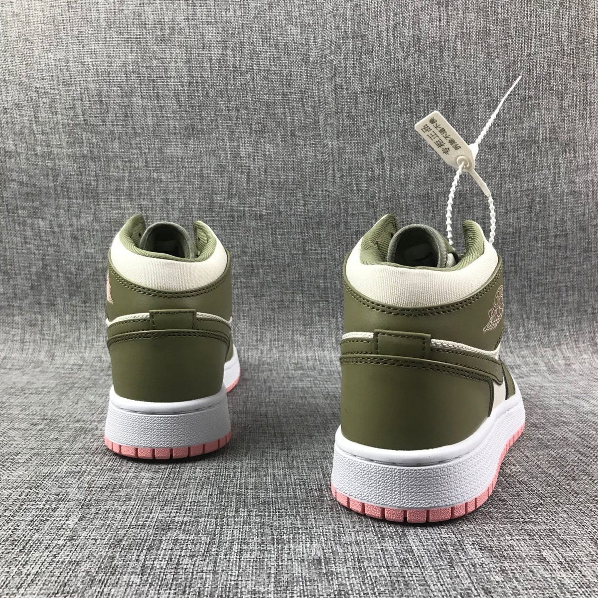Air Jordan 1 High Sneakers Olive Green White Pink