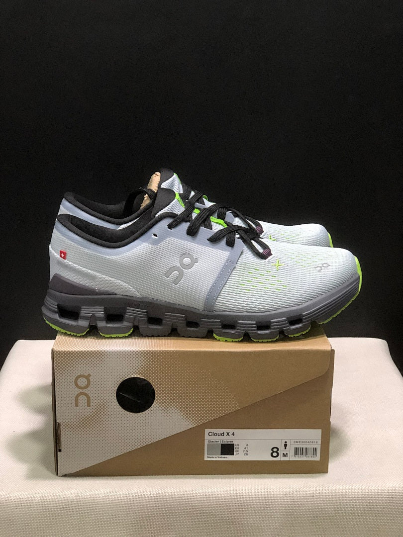On Cloud X 4 Sneakers in Gray and Lime