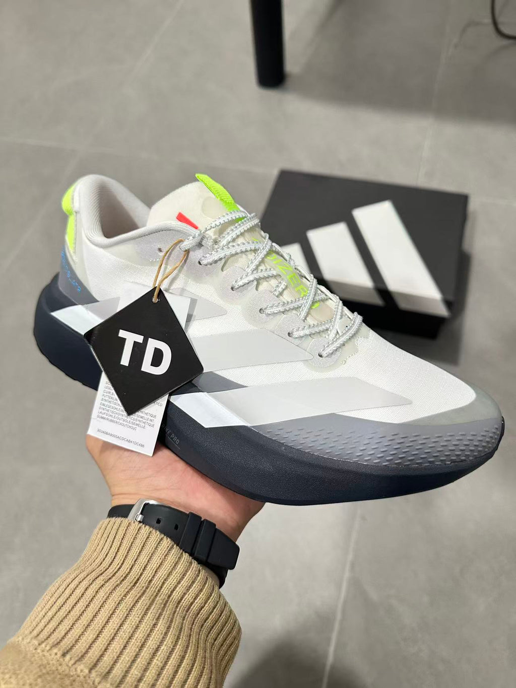 Adidas Lightstrike Pro Running Shoes White Grey Neon