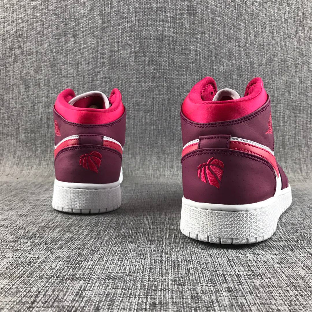 Air Jordan 1 High Sneakers in White, Pink and Burgundy