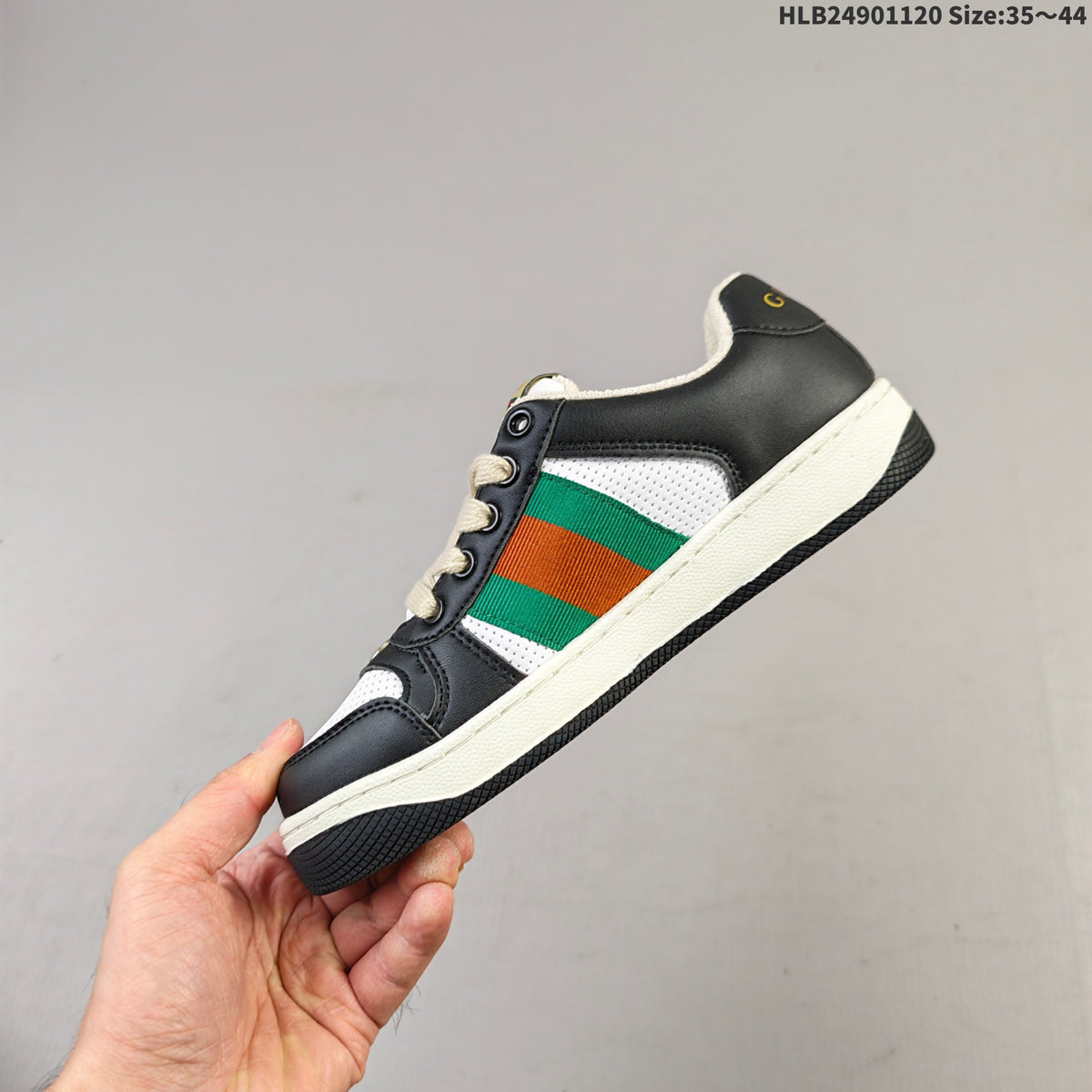 Gucci Screener Low-Top Sneakers in Black and White