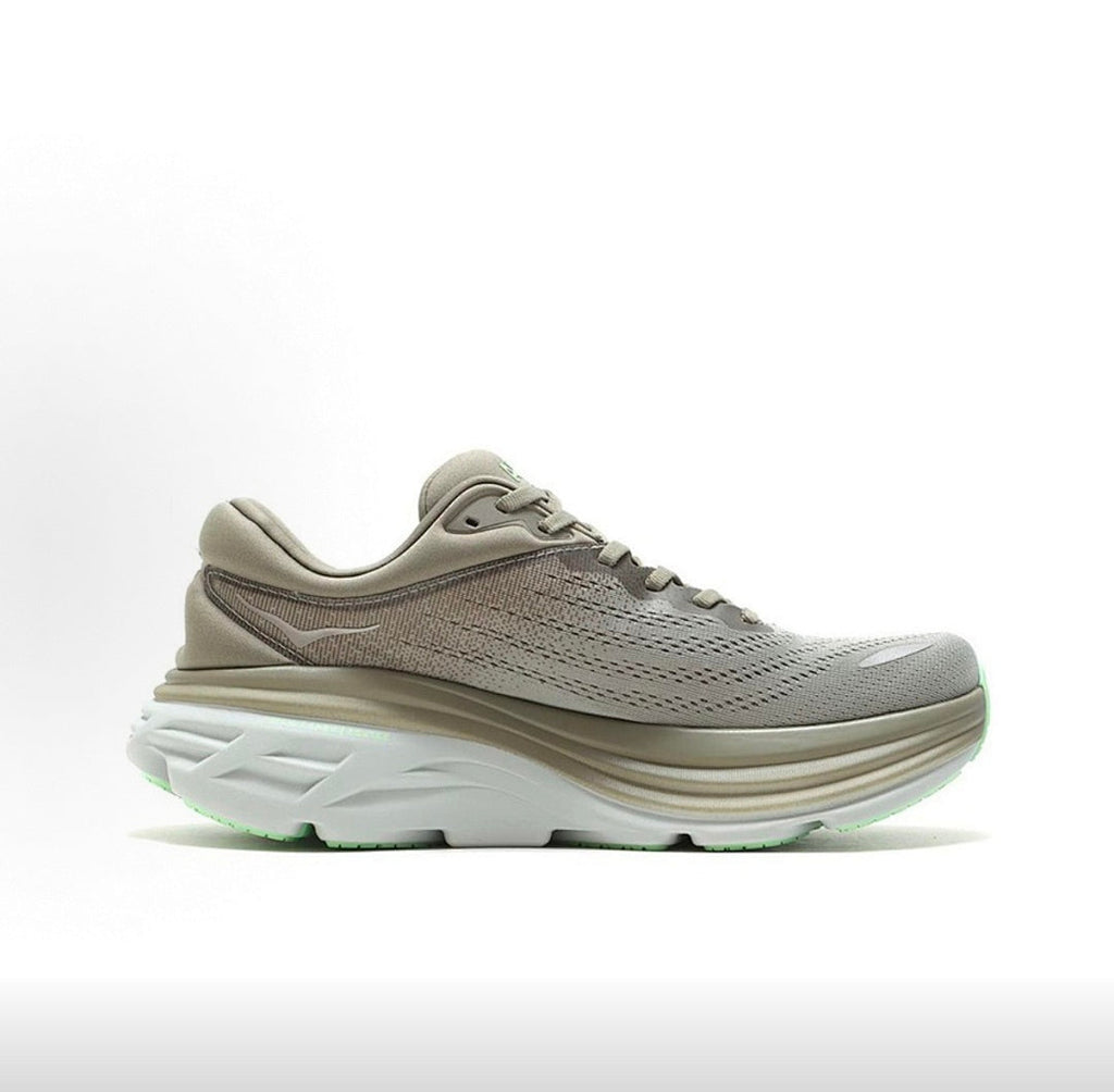 HOKA Bondi 8 Sneakers in Green and Silver