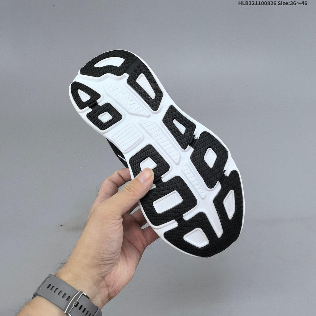 HOKA Bondi 9 Black and White Running Shoes