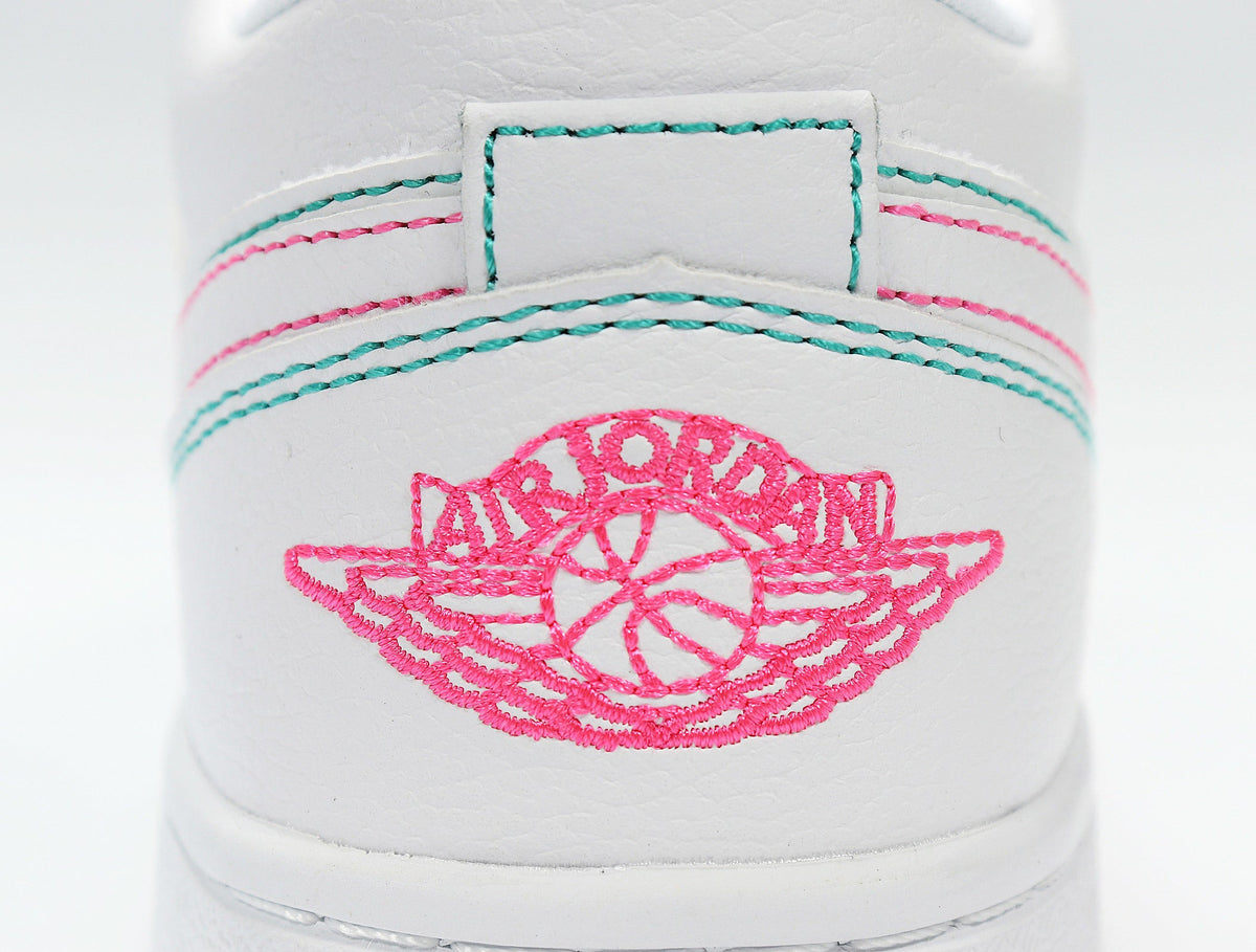 Jordan 1 Low White Pink Sneakers Style 554723-101