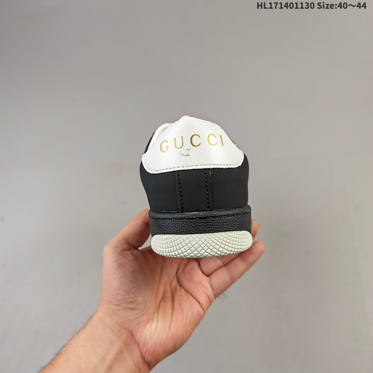 Gucci Screener Distressed Low-Top Sneakers Black and White HL171401130