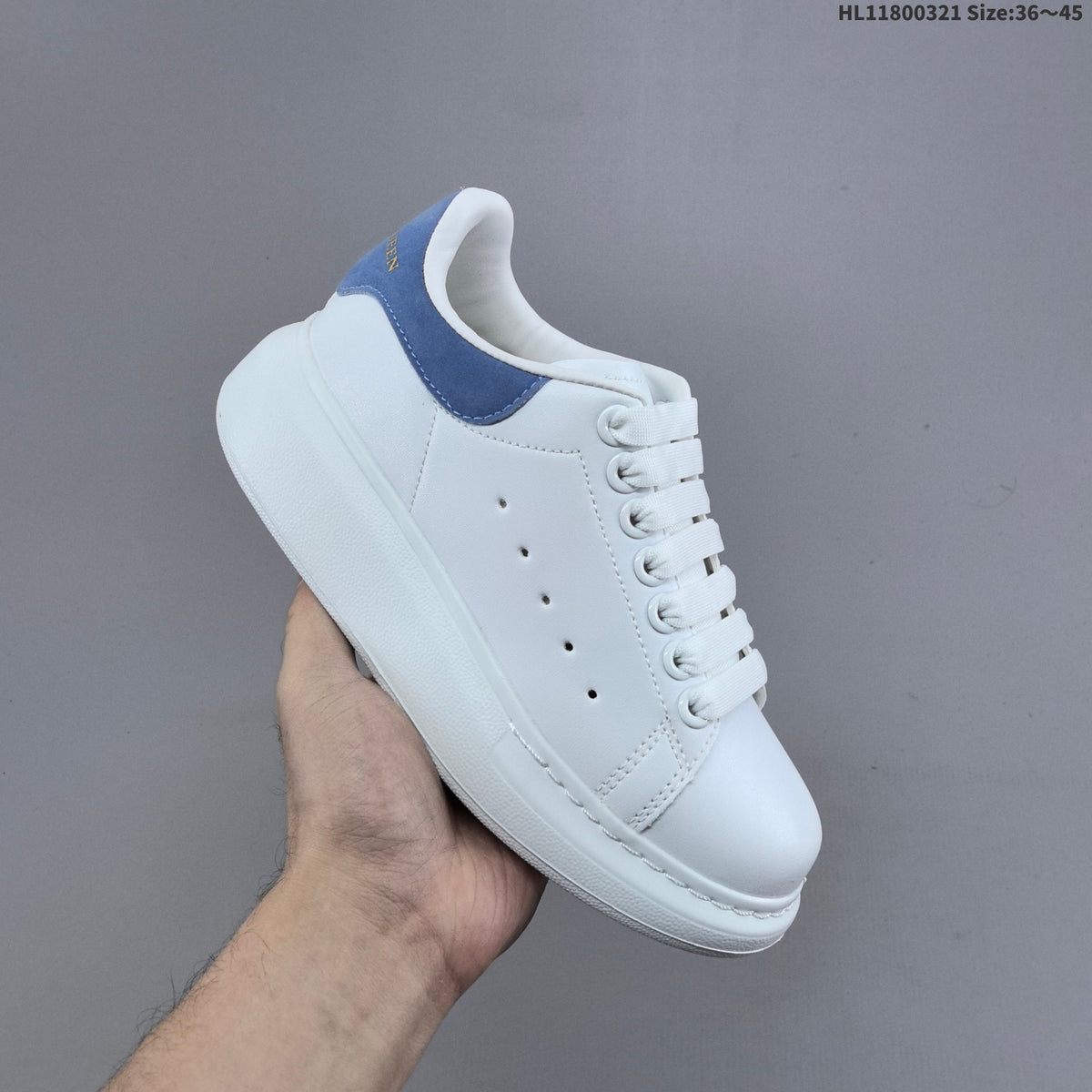Alexander McQueen Oversized Low-Top Sneakers, White and Blue