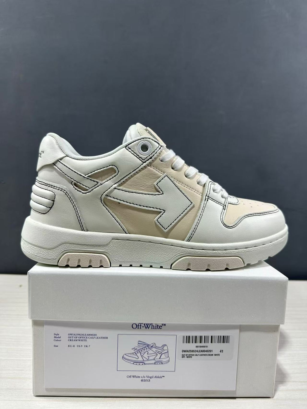 Off-White Off Court Leather Low-Top Sneakers Cream White