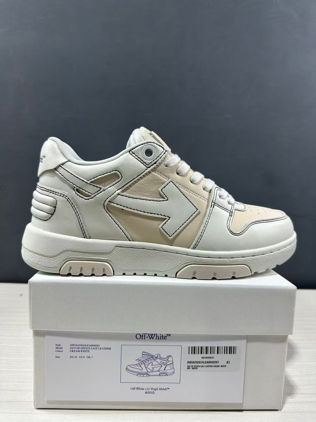 Off-White Off Court Leather Low-Top Sneakers Cream White
