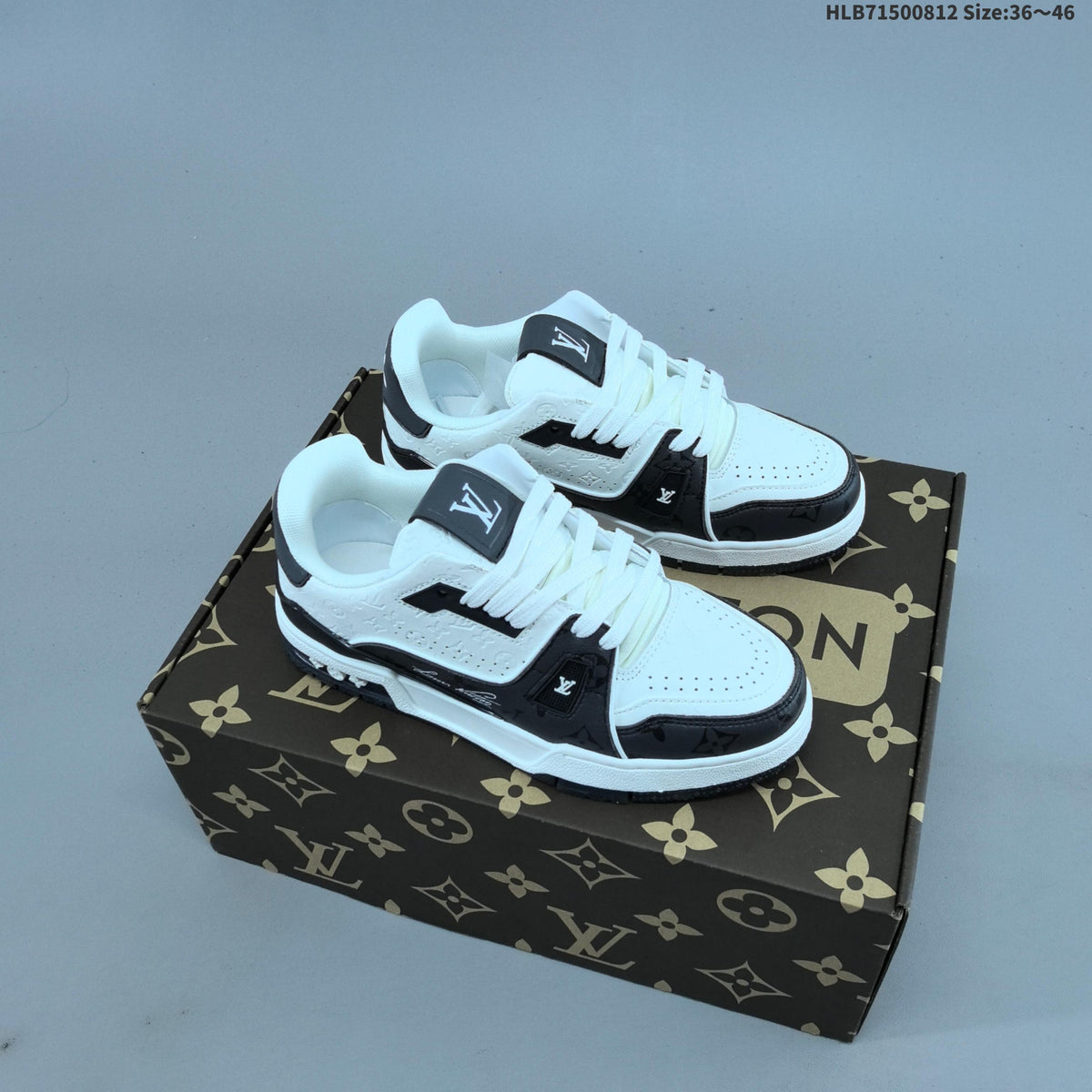 Louis Vuitton White and Black Low-Top Sneakers