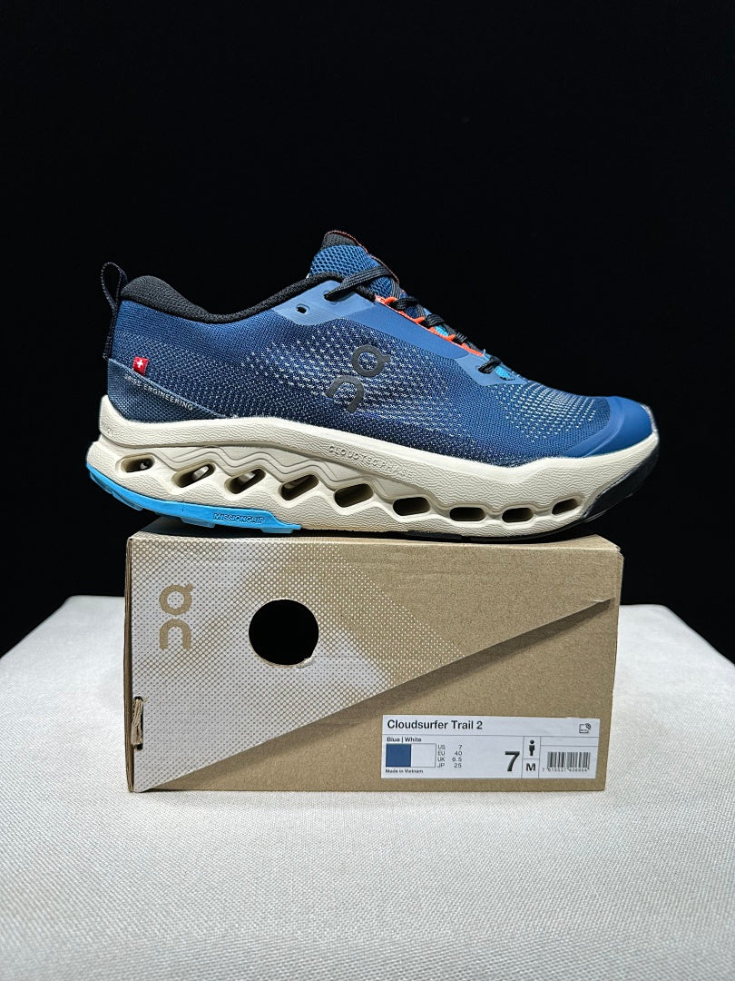 On Cloudsurfer Trail 2 Blue Trail Running Shoes
