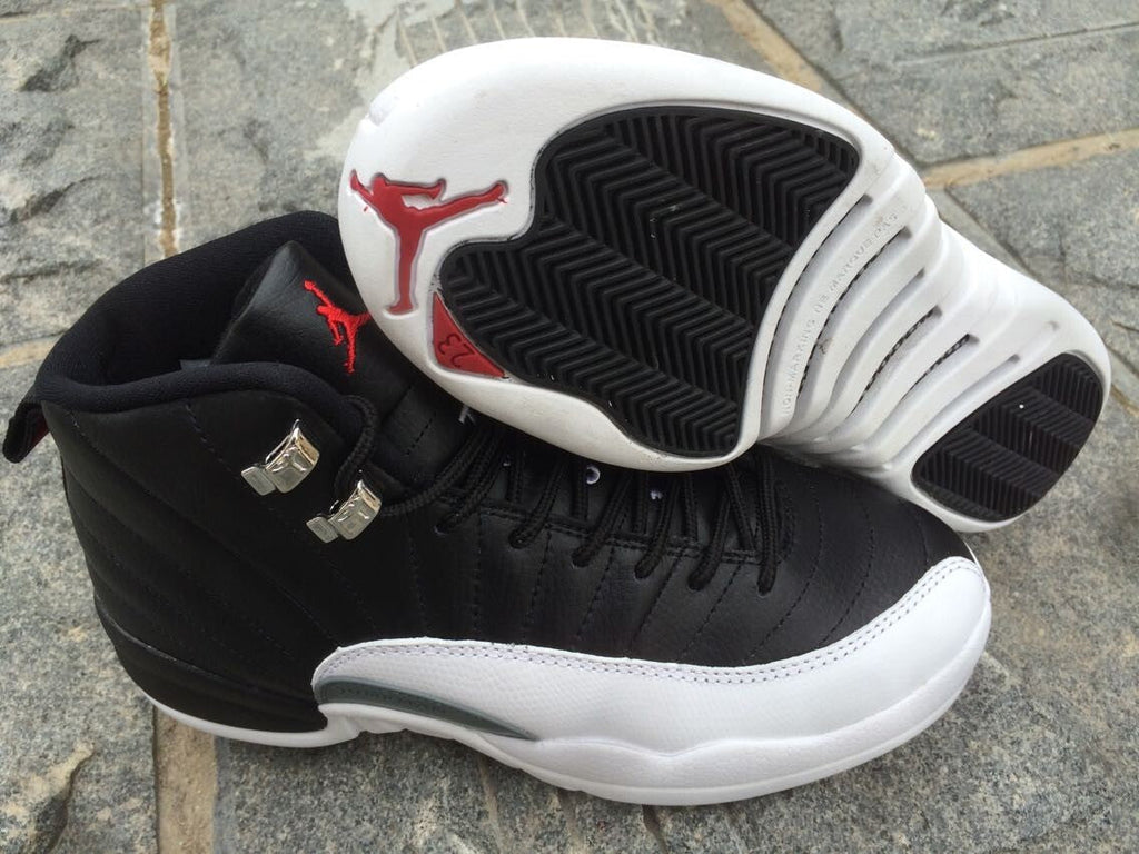Air Jordan 12 Women's High-Top Sneakers, Black and White