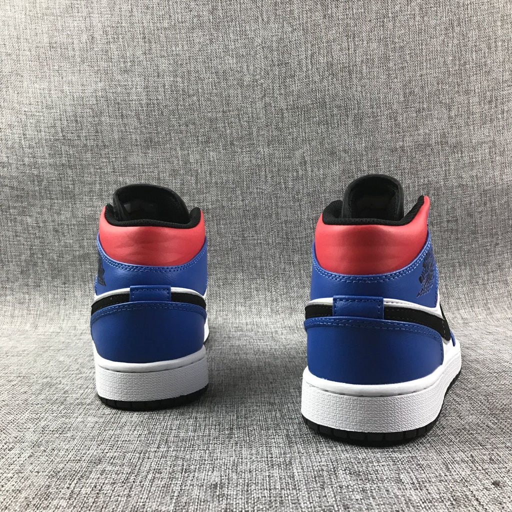 Air Jordan 1 Mid Blue Red Black White Sneakers