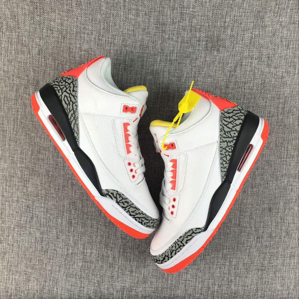 Air Jordan 3 White, Red and Black High-Top Sneakers