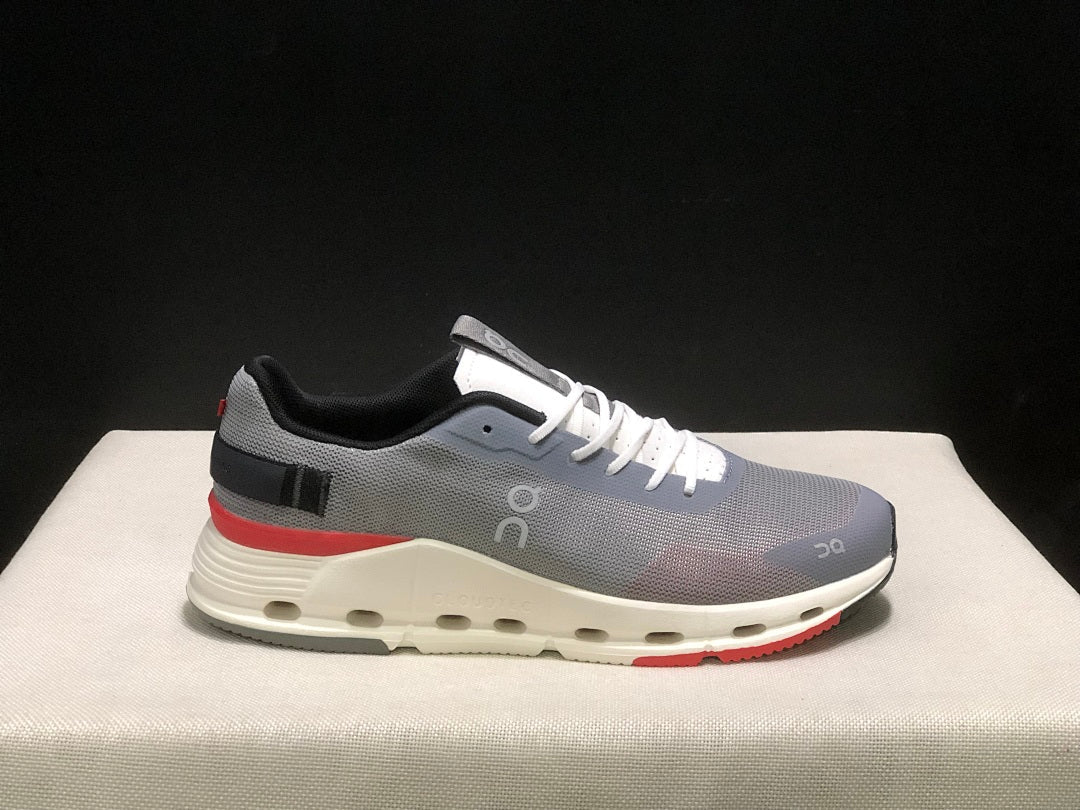 On Cloudnova Form 2 Sneakers in Fog Gray and Red