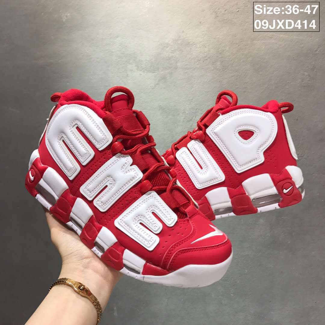 Nike Air More Uptempo Sneakers White and Red 09JXD414