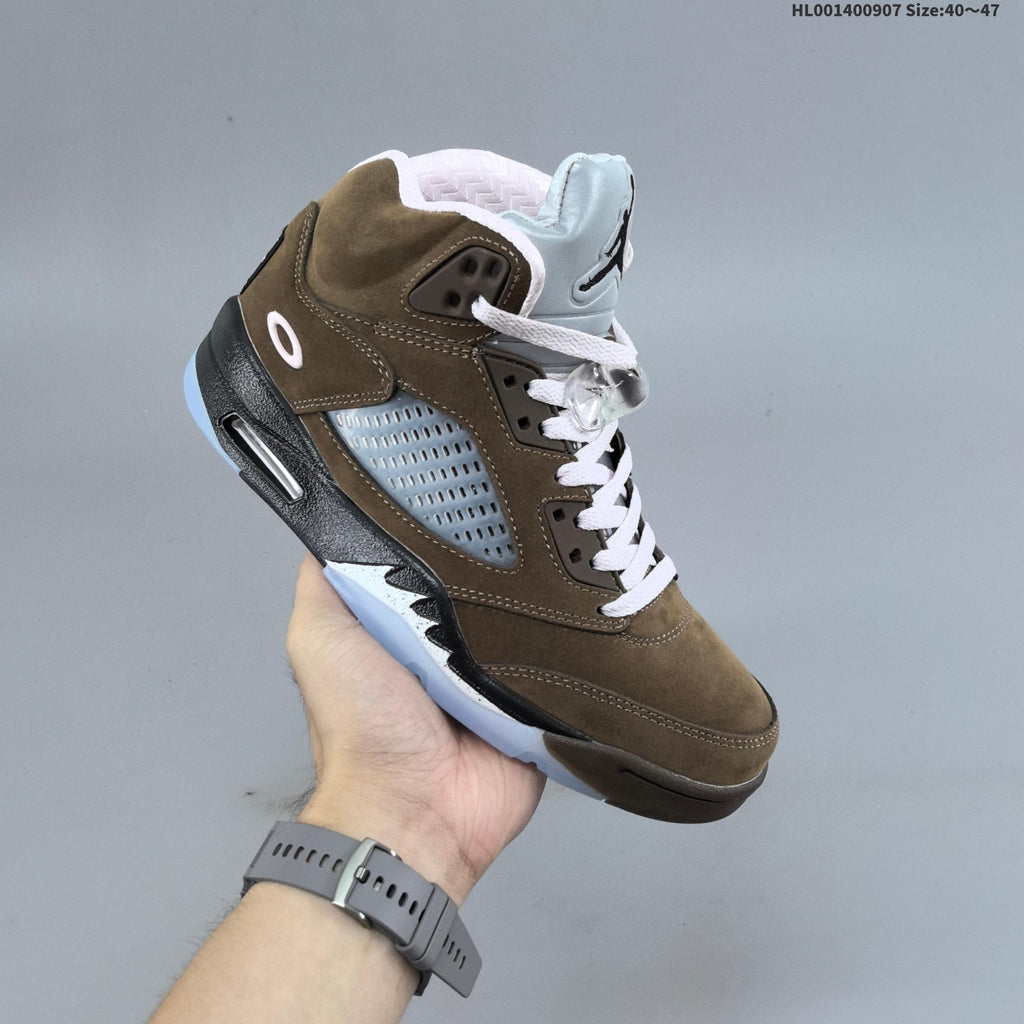 Jordan Air Jordan 5 Retro High-Top Sneakers in Brown and Pink