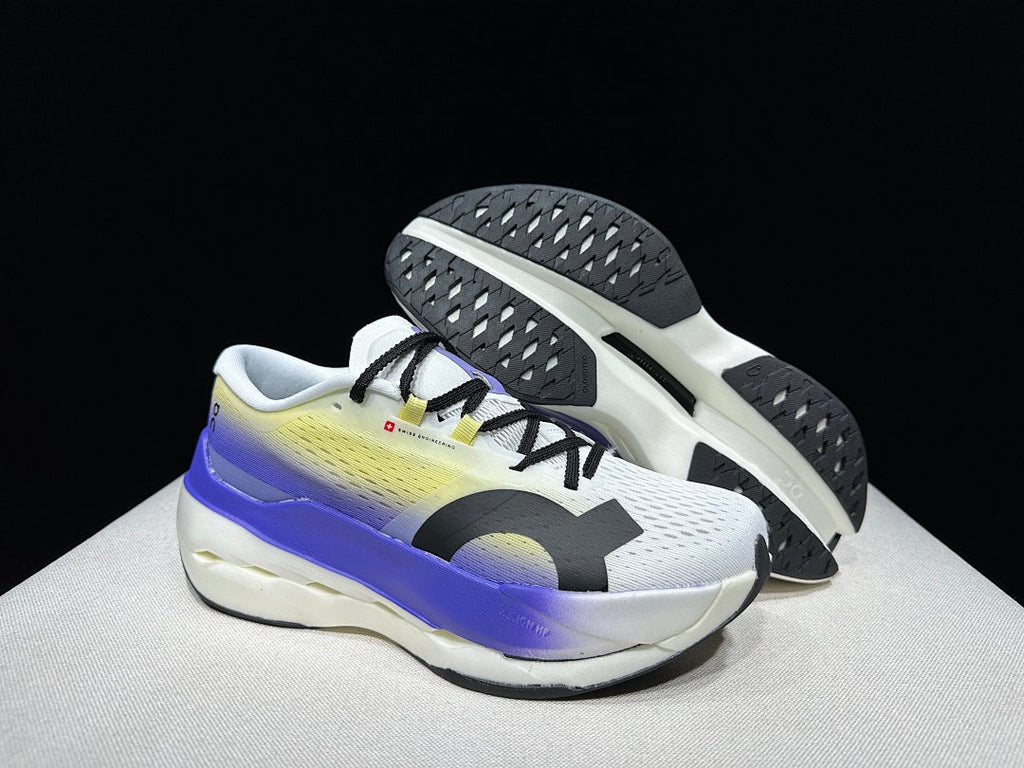 On Cloudboom Max Running Shoes, White Yellow Purple