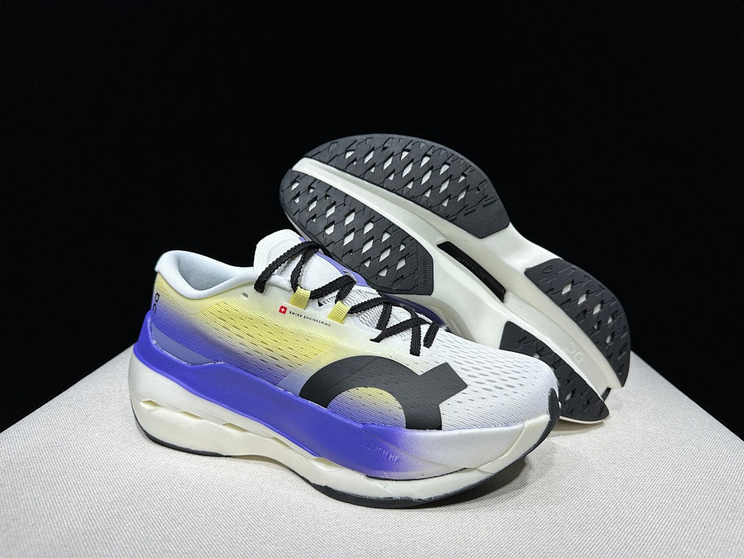 On Cloudboom Max Running Shoes, White Yellow Purple