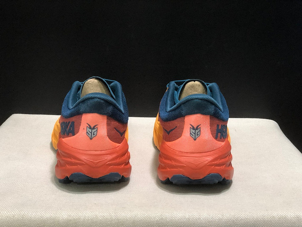 HOKA Speedgoat 5 Trail Running Shoes, Blue and Orange