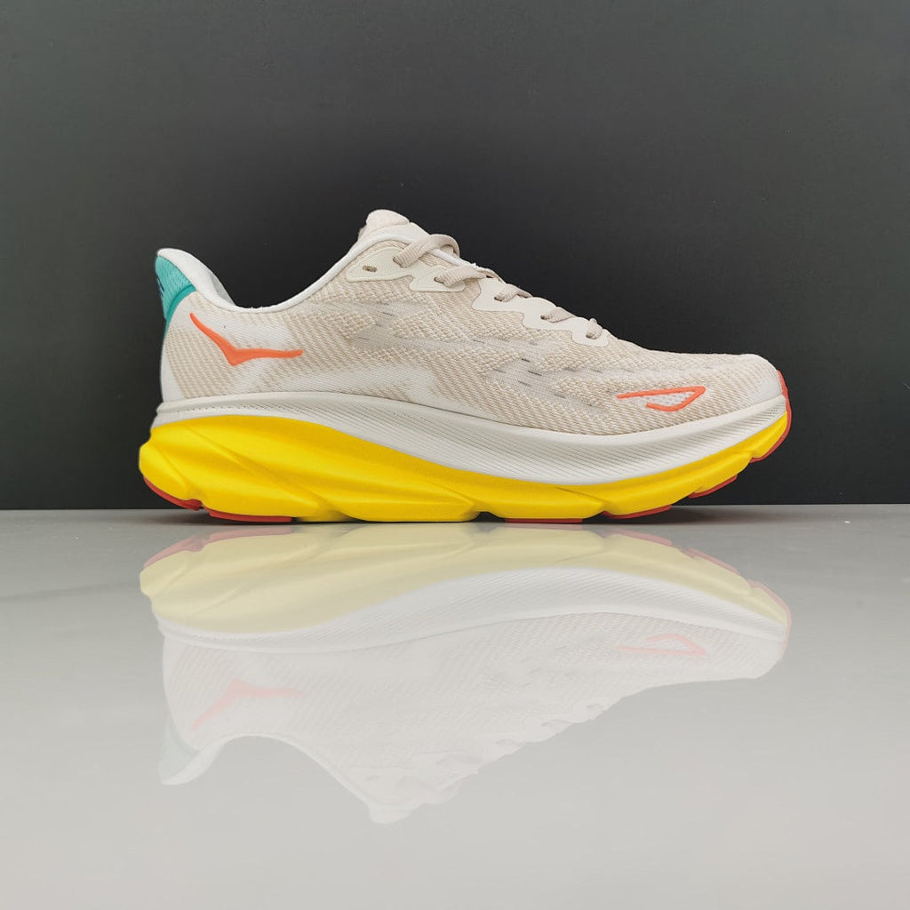 HOKA Clifton 9 Running Shoes in Cream and Yellow
