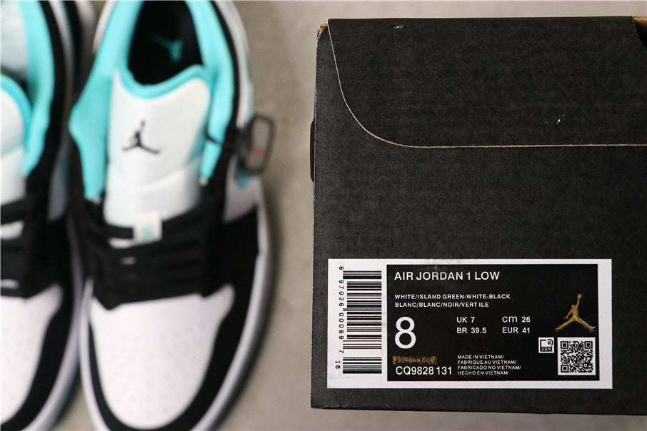 Jordan 1 Low White Island Green Black Sneakers CQ9828-131