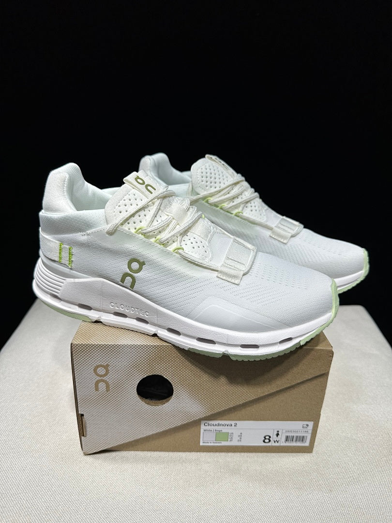 On Cloudnova 2 Sneakers in White and Sage
