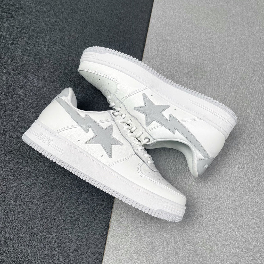 BAPE STA Low Sneakers in White and Grey