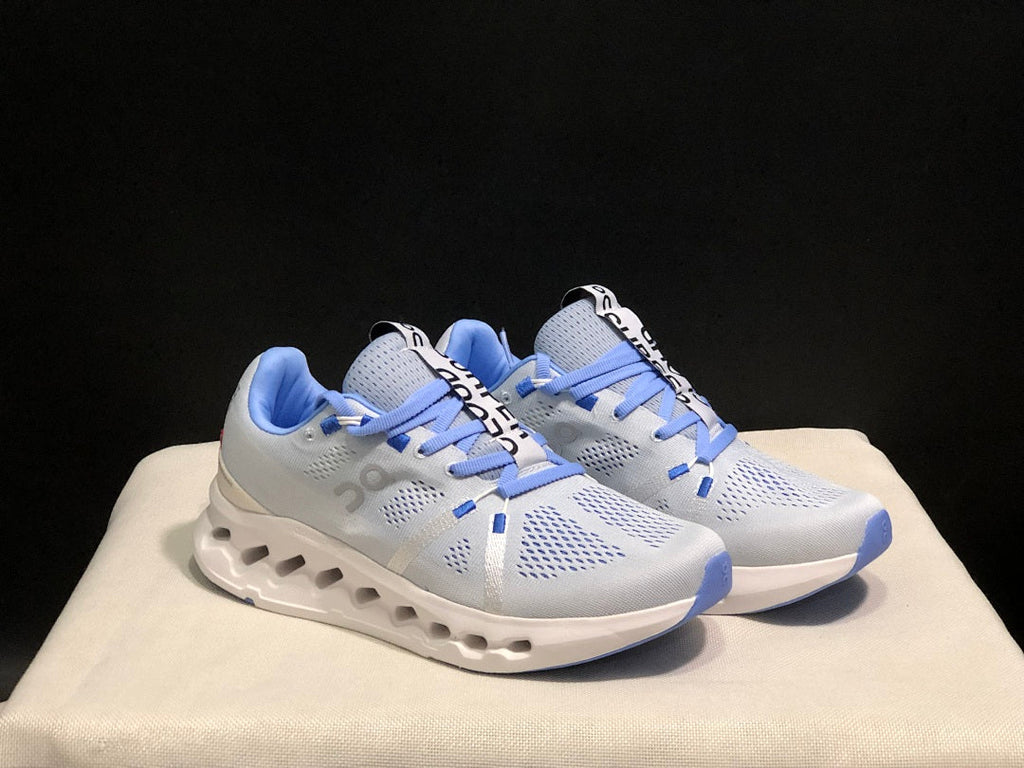 On Cloudsurfer Running Shoes, Heather White and Blue