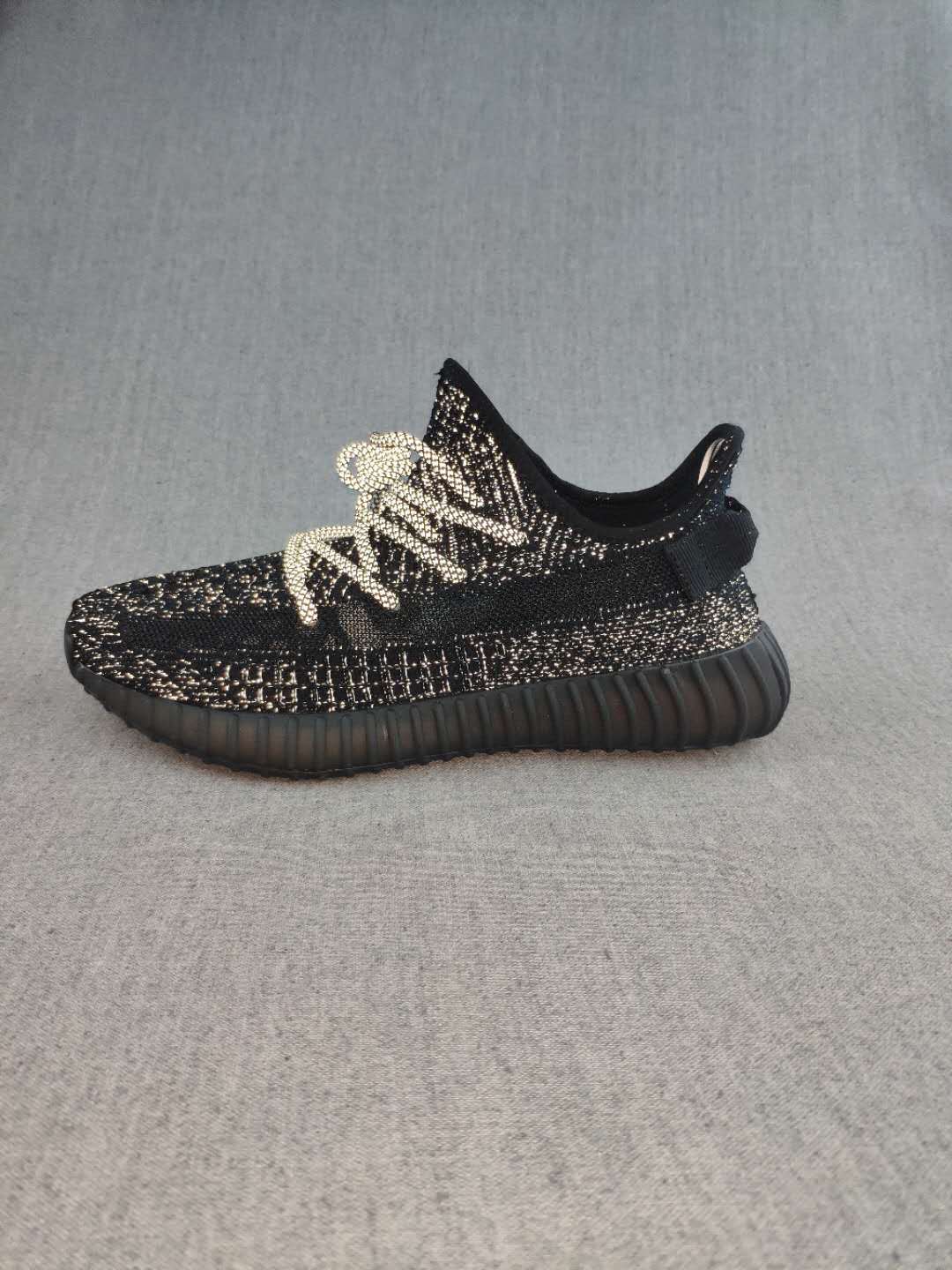 Yeezy 350 V2 Knit Sneakers in Black and Cream