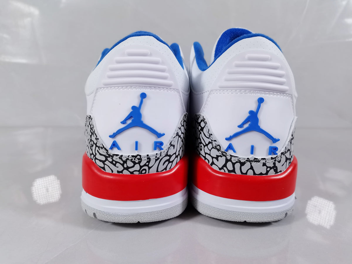 Jordan 3 Retro White Red Blue Sneakers