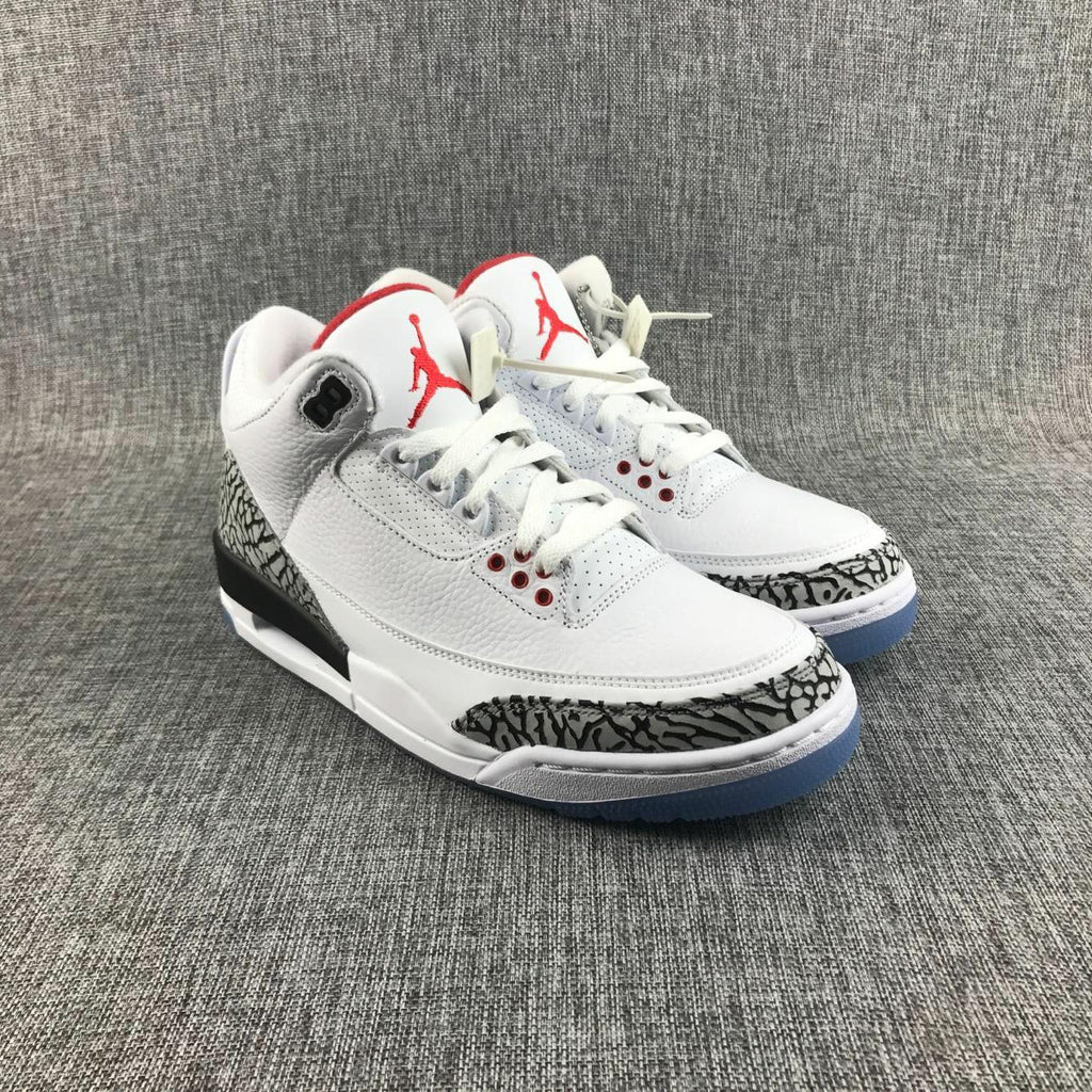 Jordan Air Jordan 3 White Cement Sneakers with Translucent Blue Sole