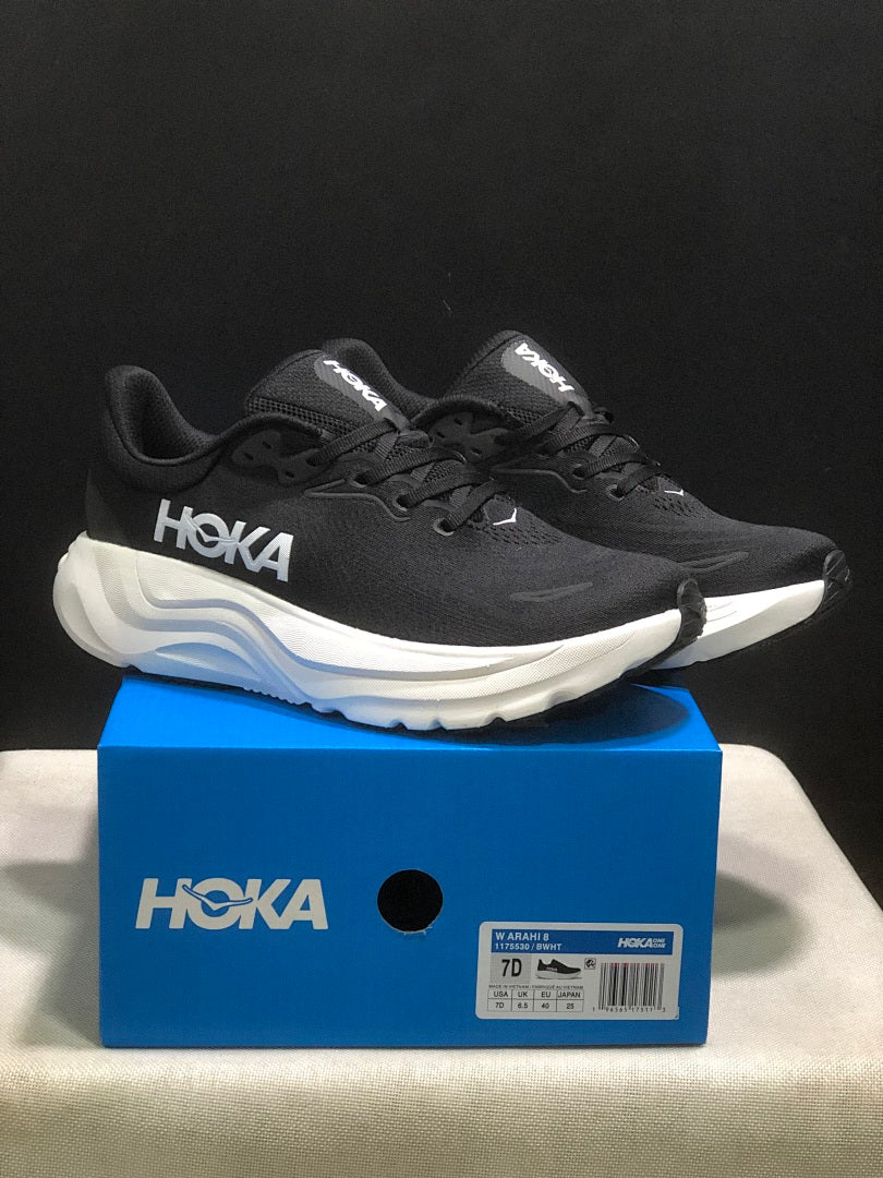 HOKA Arahi 8 Black and White Running Shoes